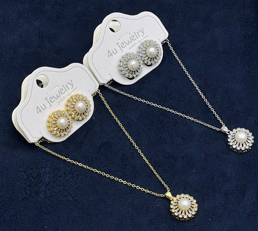 Calvin Swiss Classic Pearl Pendant Jewelry Set |