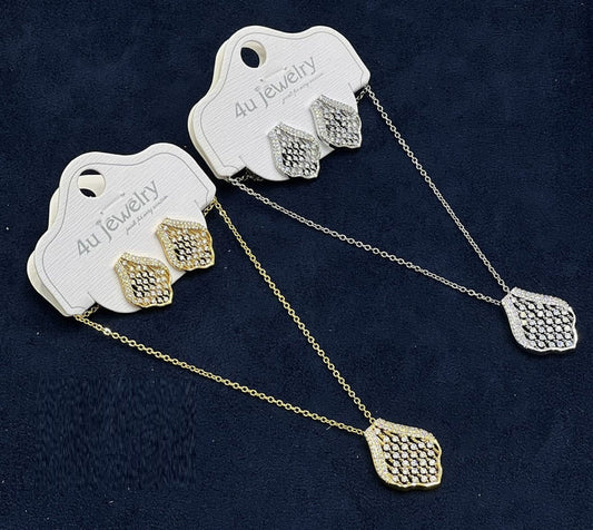 Calvin Swiss Elegant Waterdrop Pavé Jewelry Set