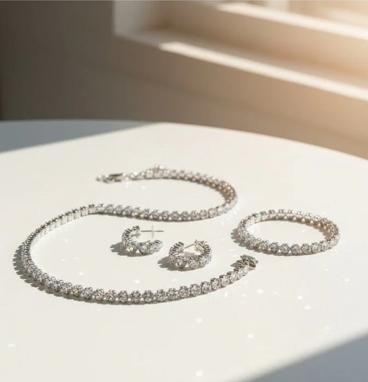 Round Cut Diamond-Style Crystal Jewelry Set | Premium Women's Jewelry by Calvin Swiss