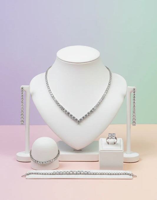Premium V-Cut Crystal Necklace & Earrings Set | Calvin Swiss