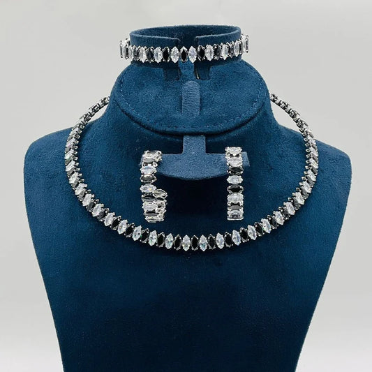 Premium White Crystal Marquise Cut Jewelry Set | Calvin Swiss