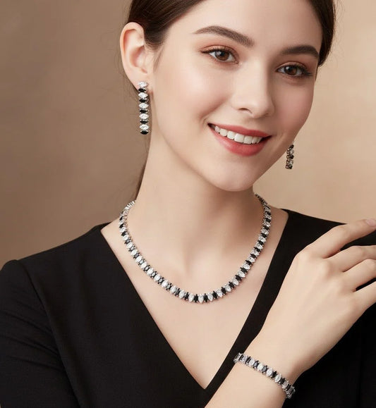 Premium White Crystal Marquise Cut Jewelry Set | Calvin Swiss