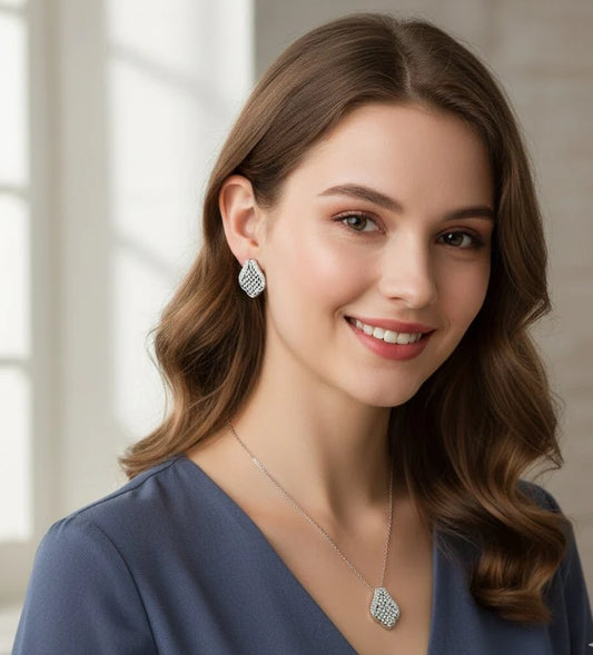 Calvin Swiss Elegant Waterdrop Pavé Jewelry Set