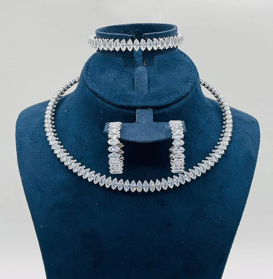 Calvin Swiss Ice White Marquise Crystal Jewelry Set | Elegant Necklace & Earrings