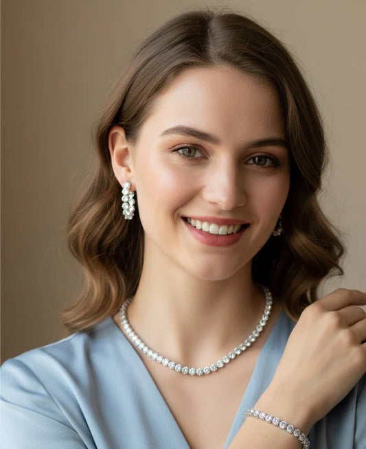 Round Cut Diamond-Style Crystal Jewelry Set | Premium Women's Jewelry by Calvin Swiss