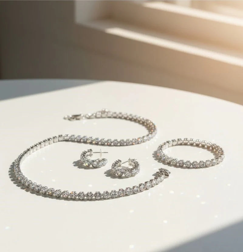 Round Cut Diamond-Style Crystal Jewelry Set | Premium Women's Jewelry by Calvin Swiss