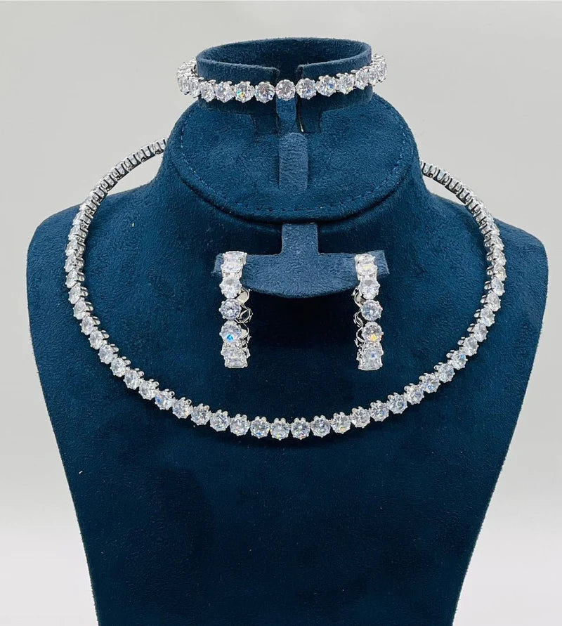 Round Cut Diamond-Style Crystal Jewelry Set | Premium Women's Jewelry by Calvin Swiss